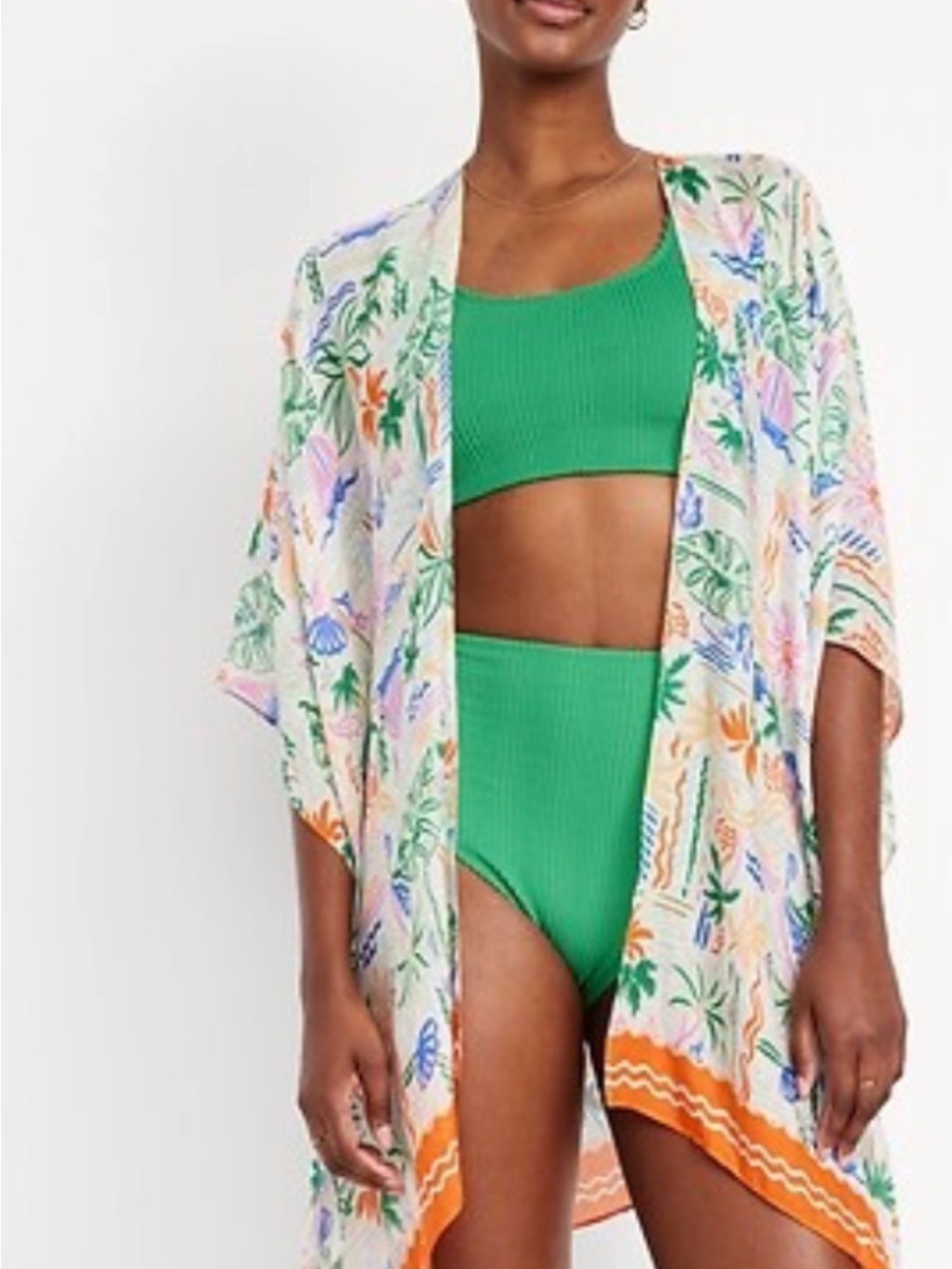 Old Navy Green and Orange Tropical Coverup Set